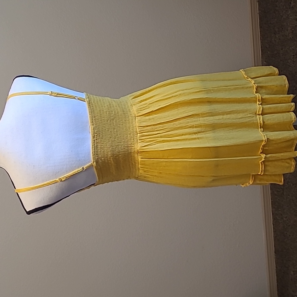 Sundress L Halter Dress Yellow Spaghetti Strap - Picture 4 of 5